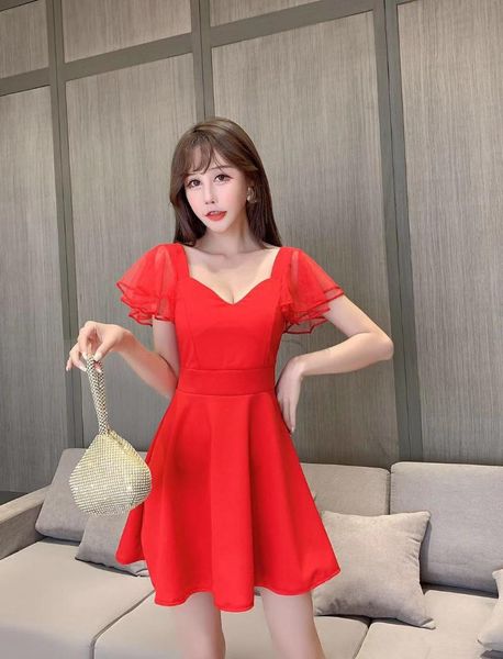 

casual dresses zb4902 2021 summer women's fashion temperament pure color short sleeve low-cut dress wholesale, Black;gray