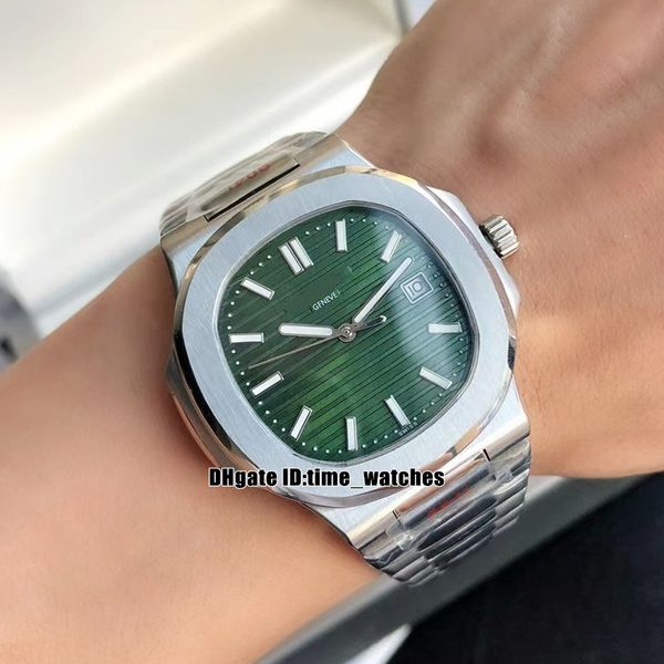 

40mm 5711/1a-014 5711 sport watches miyota 8215 automatic mens watch green textured dial stainless steel bracelet wristwatches, Slivery;brown