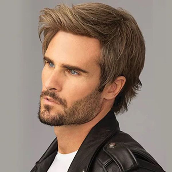 

men's synthetic wigs breathable short big back hair fashion, Black