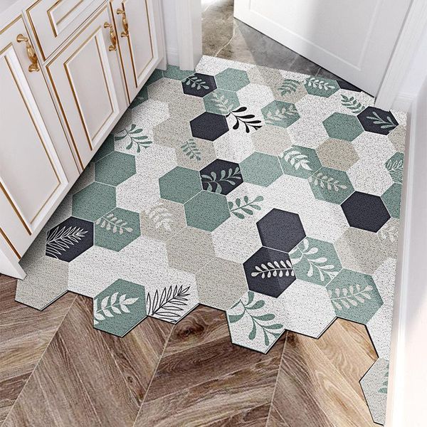 

fresh green leaves door mat carpet geometric pattern non-slip dust removal home bedroom hallway outdoor foot carpets