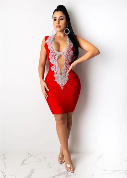 

women sleeveless party dress deep v hollow lace tight mini ladies clothes for nightclub casual dresses, Black;gray