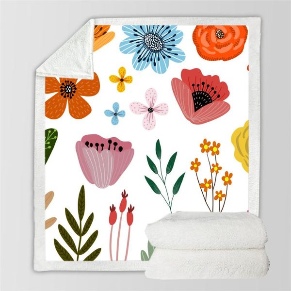 

blankets flower sunflower funny character blanket 3d print sherpa on bed home textiles dreamlike style 03