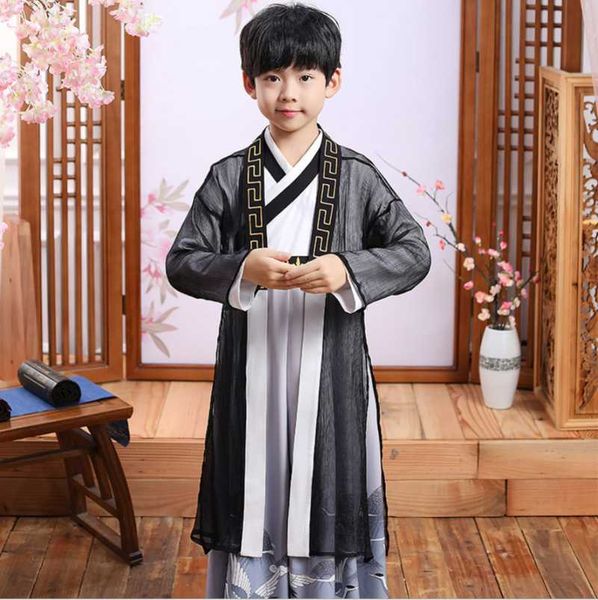 

clothing sets boy hanfu robe traditional chinese costumes ancient retro tang year suit dance cheongsam kimono toddler cloth, White