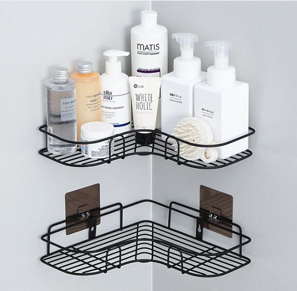 

bathroom shelves 1pc accessories punch corner shelf fixtures wrought iron storage rack kitchen tripod wall shel