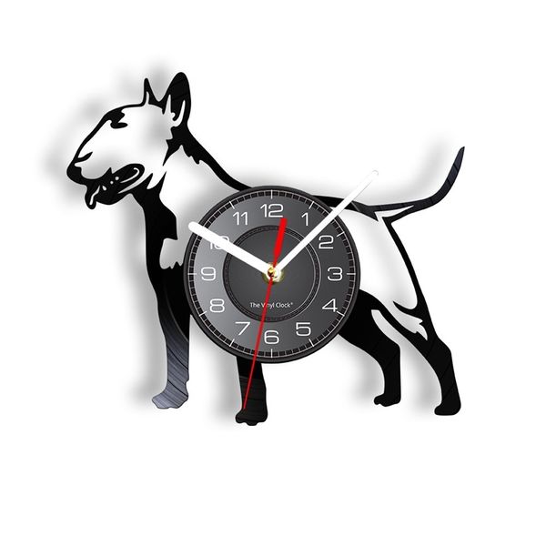 Reizende Bulldogge Laser Cut Longplay Wanduhr Bull Terrier Tiere Vinylalbum Respeced Record Timepiece Geschenk für Doggy-Liebhaber 211110