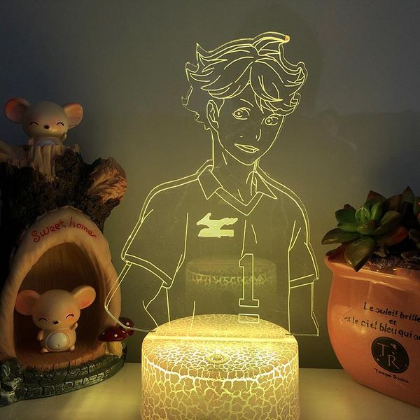 

night lights anime haikyuu acrylic 3d led light 16color changing shoyo hinata figure for table home party atmosphere decor gift lamp