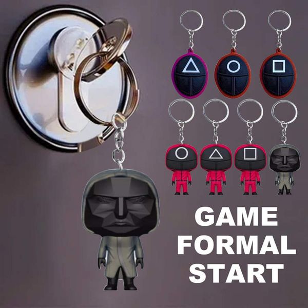 

2021 key chain fidget squid game wooden games decompression humanoid trend masked man keychains creative gift 7 styles quality, Silver