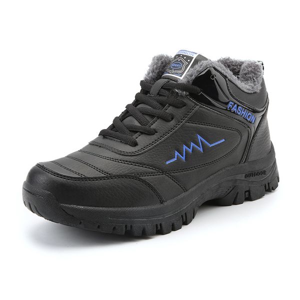 

men winter snow boots plush ankle boots outdoor sport shoes autumn warm sneakers, Black