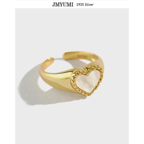 

cluster rings 925 sterling silver for women zircon heart trendy jewelry large adjustable antique anillos vintage handmade, Golden;silver