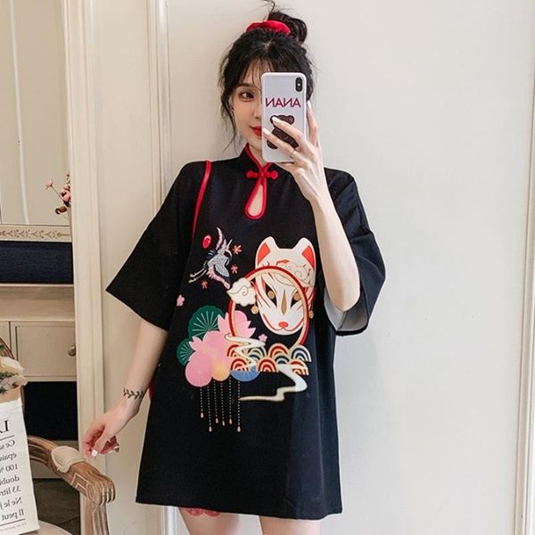 

plus size summer clothes fashion trend modern cheongsam dress for women short sleeve dresses harajuku chinese qipao ff3078 ethnic clothing, Red