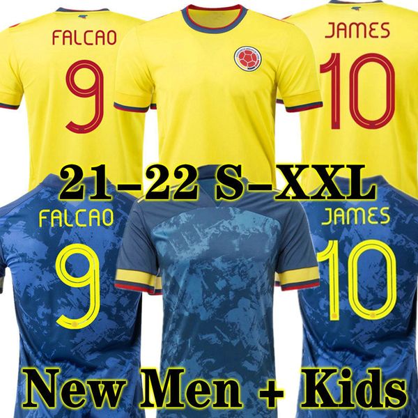 

2021 falcao james soccer jersey 21 22 home cuadrado bacca 2022 away blue football shirt sports short colombian valderrama, Black;yellow
