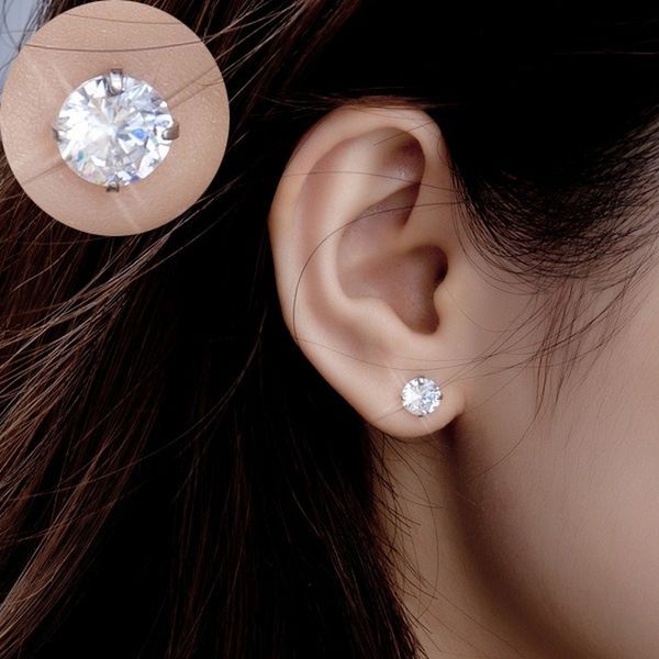 Gümüş Gümüş Elmas Çubuk Küpeler Vücut Kadınları Zircon Stud Ear Halkalar Düğün Piercing Moda Takı Hediyesi ve Sandy