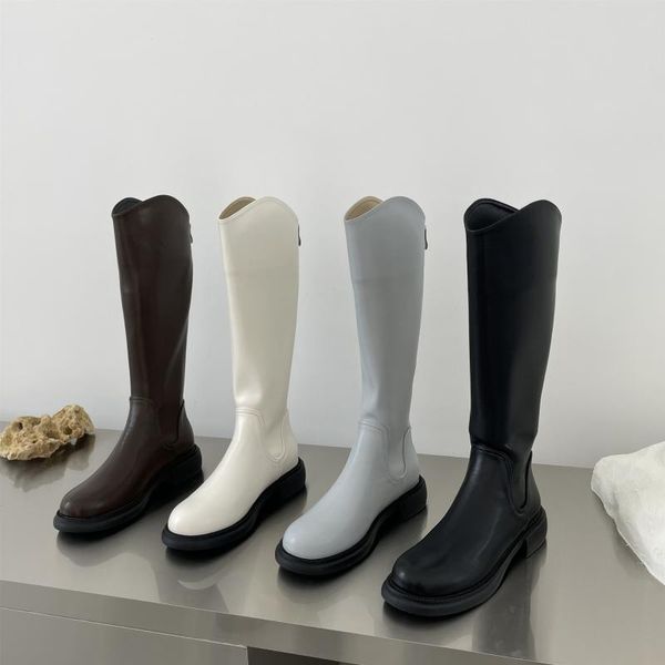 

boots women's leather shoes rubber low rome fabric basic pu hoof heels rain, Black