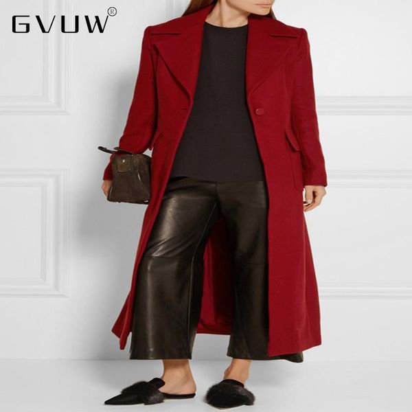 

women's wool & blends gvuw autumn and winter suit collar simple one button slim tweed coat ol long a-shaped for women kb5669 floor leng, Black