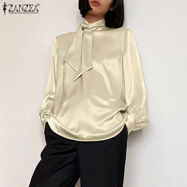 

blouses fashion satin shirts women's work blouse 2021 casual long sleeve lace up blusas female hollow plus size chemise 5xl, White