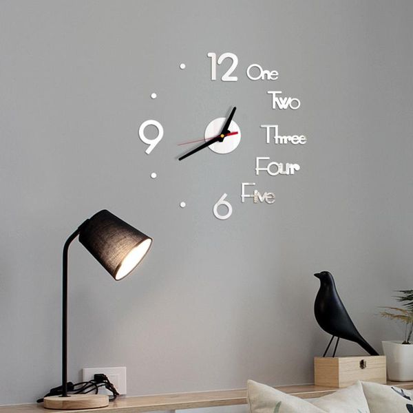 

wall clocks creative clock letter numeral acrylic hanging decorative ornament for home office red/black/golden/silver