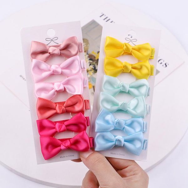 

hair accessories 6pc/set 2 inches solid color grosgrain ribbon bowknot toddler clip handmade bows baby barrettes hairpins, Slivery;white