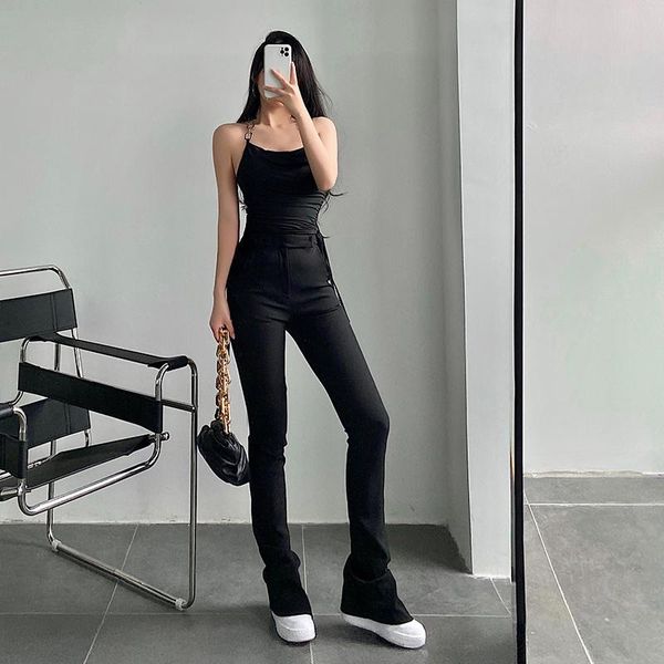 

women's pants & capris tvvovvin2021 high waist slim horseshoe flare casual fashion korean women trousers black jw8z, Black;white