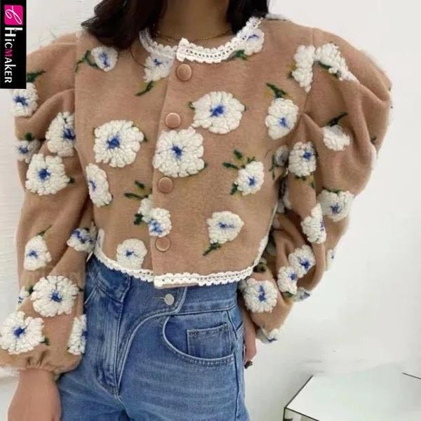 

women long sleeve floral button design coat women's jackets, Black;brown