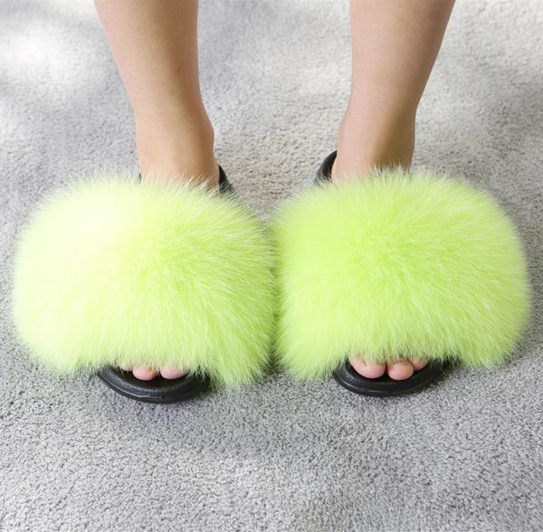 

wholesale style real slippers raccoon slides beach full luxuryfur female 36 al 45, Black