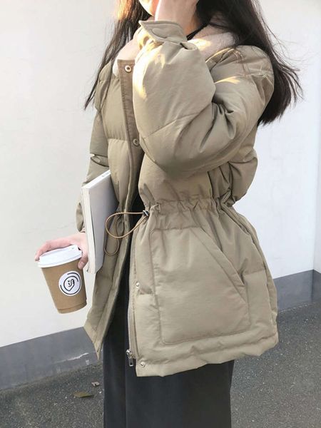 

down cotton padded bread women's short jacket winter loose thickened, Black