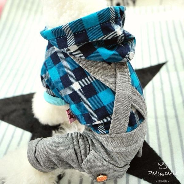 

dog apparel teddy plaid summer spring jumpsuit bichon yorkie pet clothes for small animal blue black red drop xs s m l xl