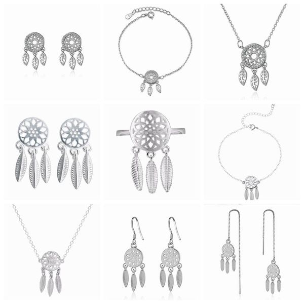 

dangle & chandelier todorova dream catcher feather long tassel drop earings for women crystal dreamcatcher earring bohemia vintage statement, Silver