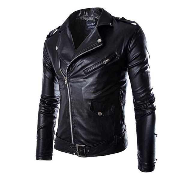 

men's jackets fashion men leather jacket motorcycle oblique zipper overcoats male casual black windbreakers 3xl, Black;brown
