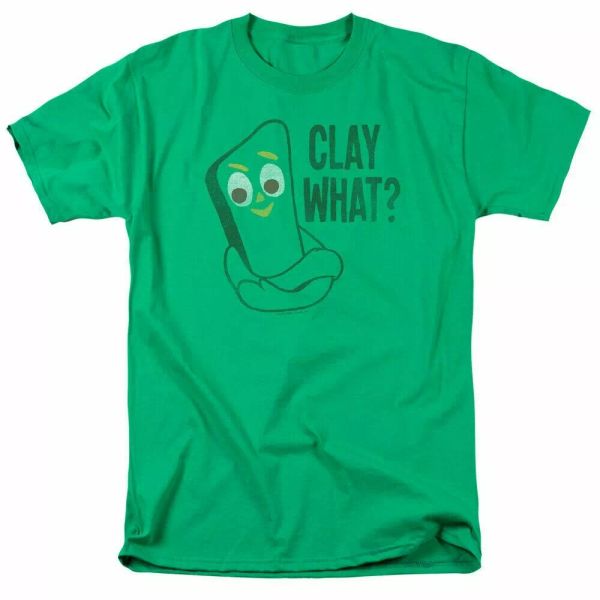 

gumby clay what logo t shirt mens licensed classic tv show kelly green, White;black