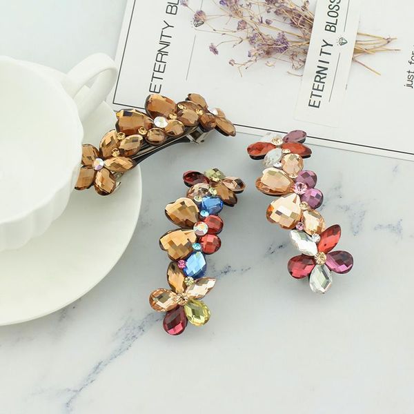 

hair clips & barrettes 2021 design women fashion vintage full crystal flowers barrette clip elegant acetate hairpins boutique accessories, Golden;silver