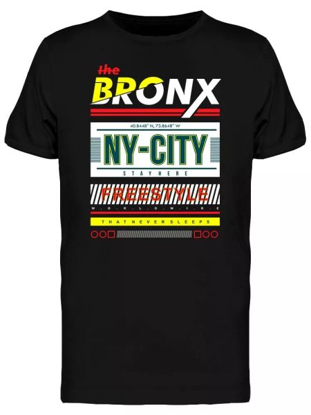 

The Bronx Ny City Typography Men's Tee -Image by Shutterstock, White;black