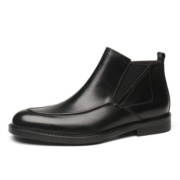 

new pointed toe black mens dress boots genuine leatherboots male ankle boots