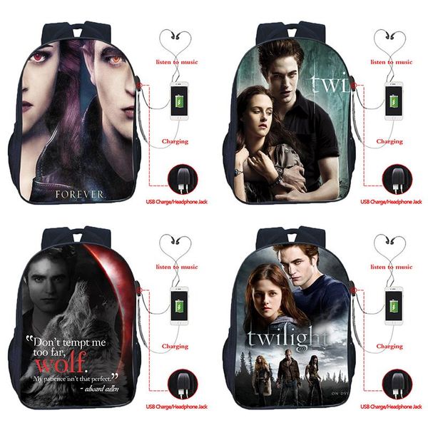 

backpack edward cullen usb charge bag daily for boys girls students school beautiful charging bags