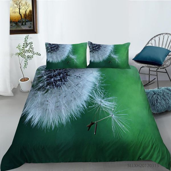 

bedding sets dandelion flower printing set 2/3pcs home polyester skin-friendly bedclothes  king size duvet cover pillow case
