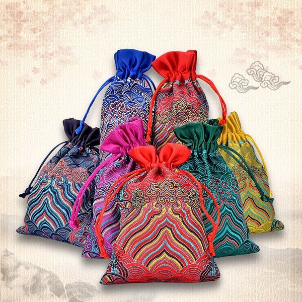 

yiy silk like packaging boxes candy brocade blessing silk like candy brocade blessing jewelry boxes bagjewelry bag, Black;white