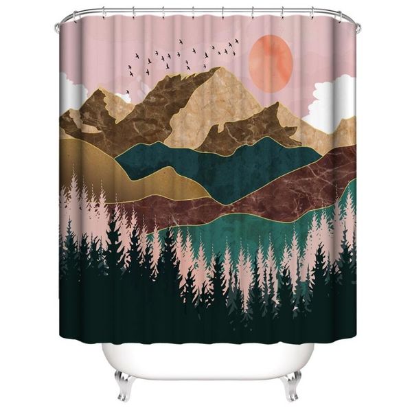 

japanese style waterproof shower curtains mountain wave with hooks bathroom 72x72inches