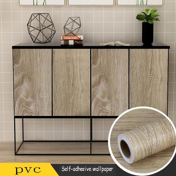 

wood grain pvc stickers for wardrobe cupboard table furniture waterproof self adhesive wallpaper home decor wall papers wallpapers