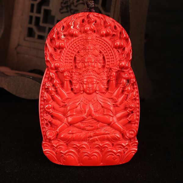 

souvenirs danyuan high content cinnabar thousand hand guanyin bodhisattva pendant men's and women's national style