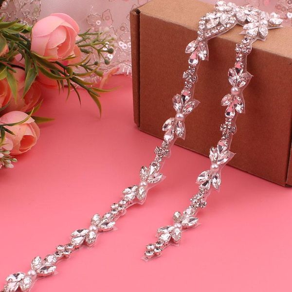 

wedding sashes bridal dress belt crystal rhinestone pearl gown dinner girdle, White