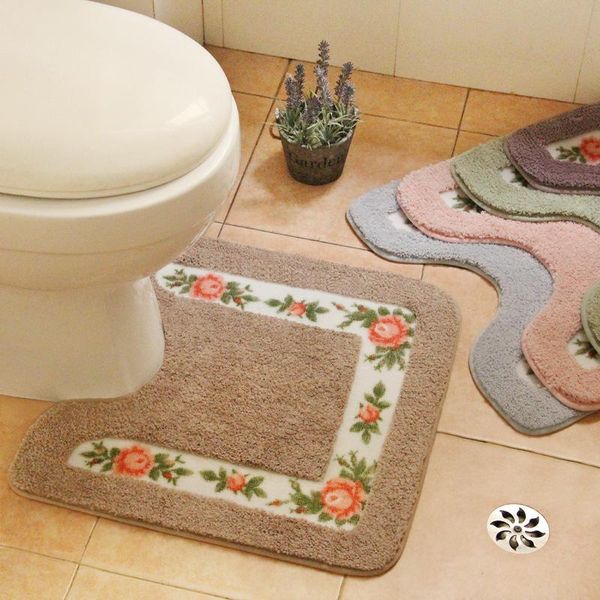 

toilet carpet pad bathroom mat anti slip bath rural style rug flannel rugs floor indoor home entrance cushion accessory set