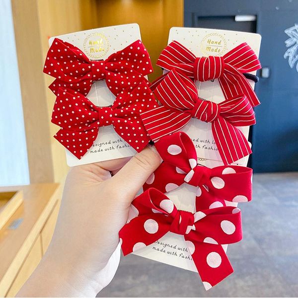 

hair accessories 2pcs/pair girls red bowknot rope love wave spot circle girl double horsetail head fashion, Slivery;white
