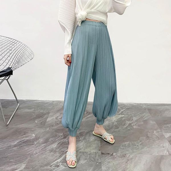 

women's pants & capris basic pleats 2021 summer relaxed large size fashion trousers, Black;white