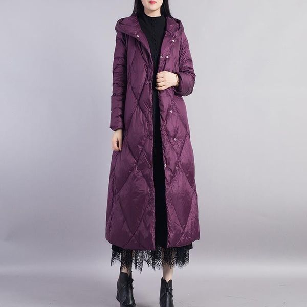 

women's down & parkas women 2021 winter long warm coats female loose hooded solid color outwear ladies thicken white duck jackets q621, Black