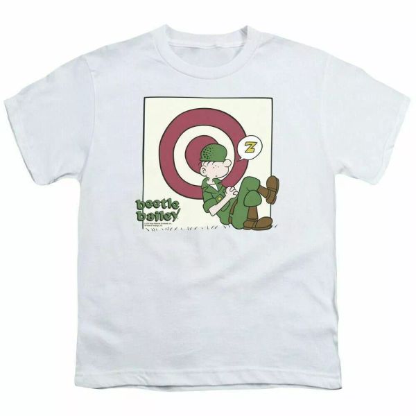 

Beetle Bailey Target Nap Kids Youth T Shirt Licensed Charlton Comics Tee White, White;black