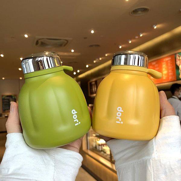 

water bottles contracted japanese mini pumpkin keep-warm glass bowl students personality portable pot-bellied cup with handle