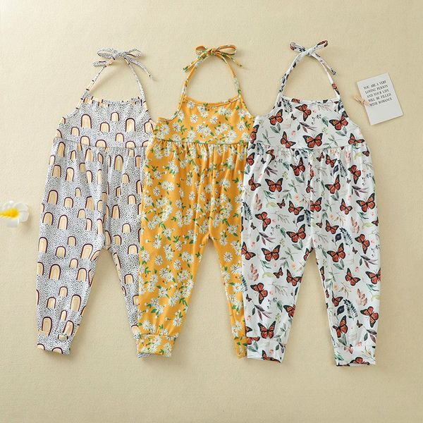 

childrens wear 2022 new jumpsuit childrens girl flower suspender pants 1-6 years old childrens casual pants baby clothing, Blue