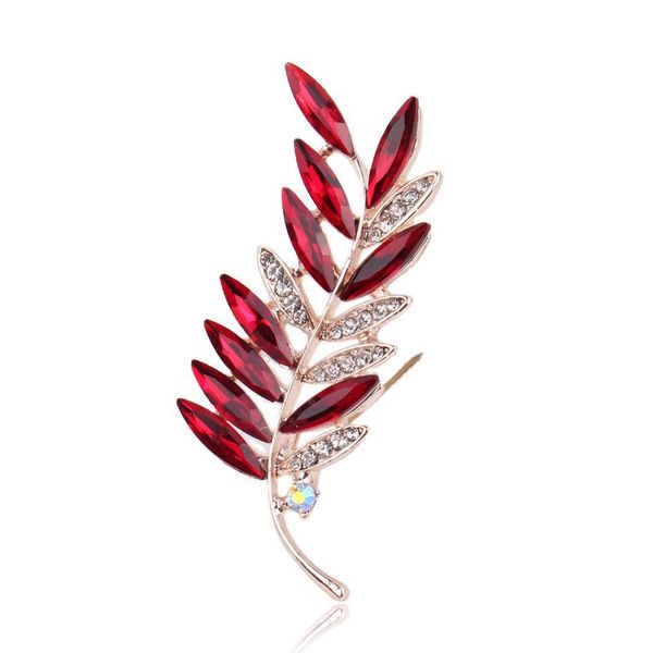 

pins, brooches todox brooch 2021 fashion beauty women gold crystal plant exquisite flower red colorful pins party gift for man, Gray