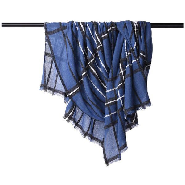 

hats, scarves & gloves sets production of plaid wool scarf swr0312 fashion thin autumn and winter shawl, Blue;gray