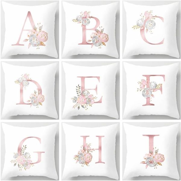 

pillow case 26 letters pink decorative cushion cover pillowcase sofa polyester home office decoration 45*45