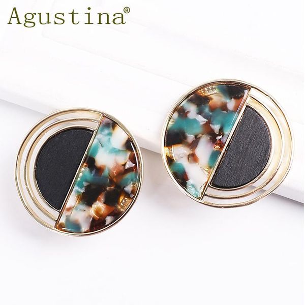 

dangle & chandelier bohemian vintage geometric wood large earring acrylic resin round earrings for women fashion jewelry girl unique, Silver